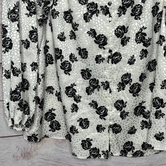 Lane Bryant Satin Floral Rose Full Sleeves Girly Romantic Top Blouse Size 16 New - Picture 6 of 13